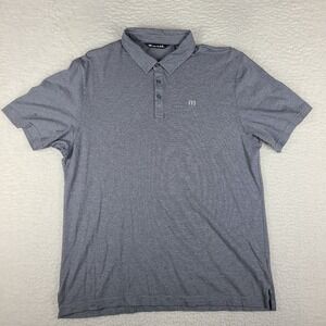 Travis Mathew Polo Shirt Mens XL Dark Gray‎ Striped Performance Short Sleeve